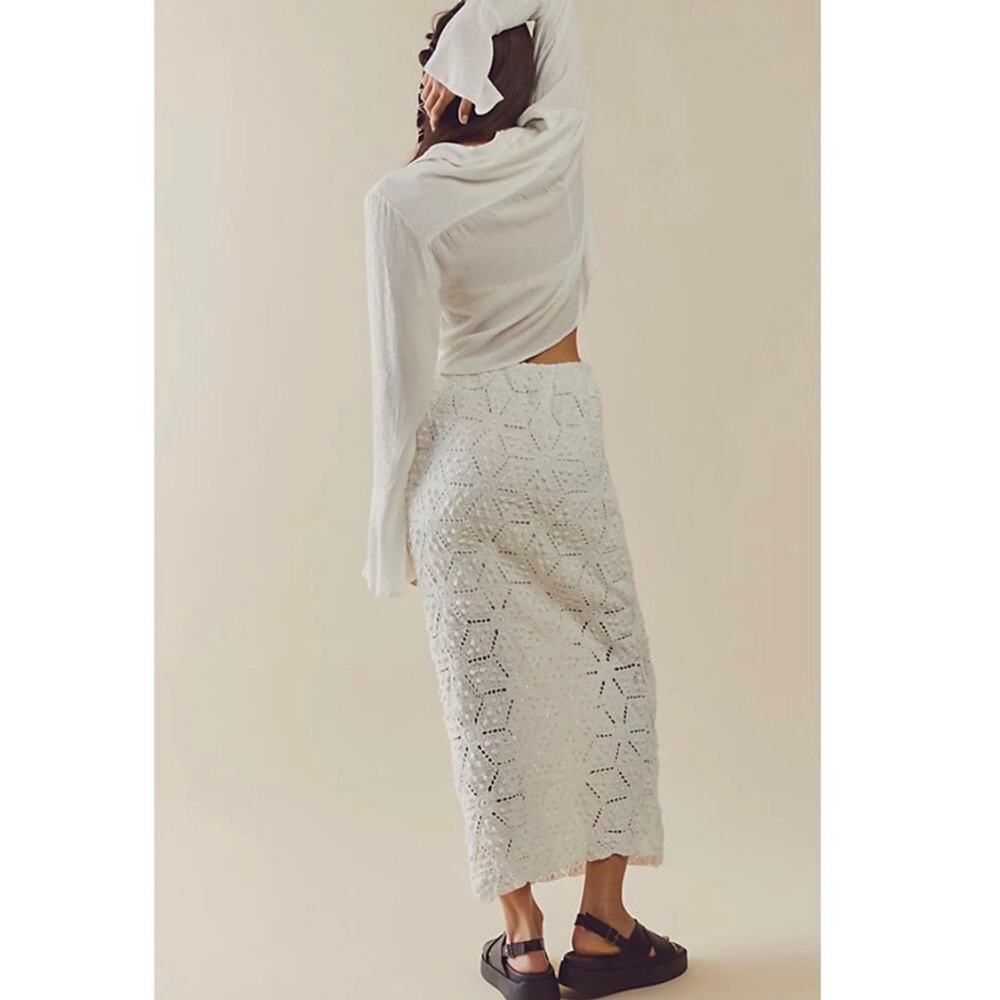 Free People Womens Tavi Set Crochet Skirt & Top White Size M - Picture 4 of 10